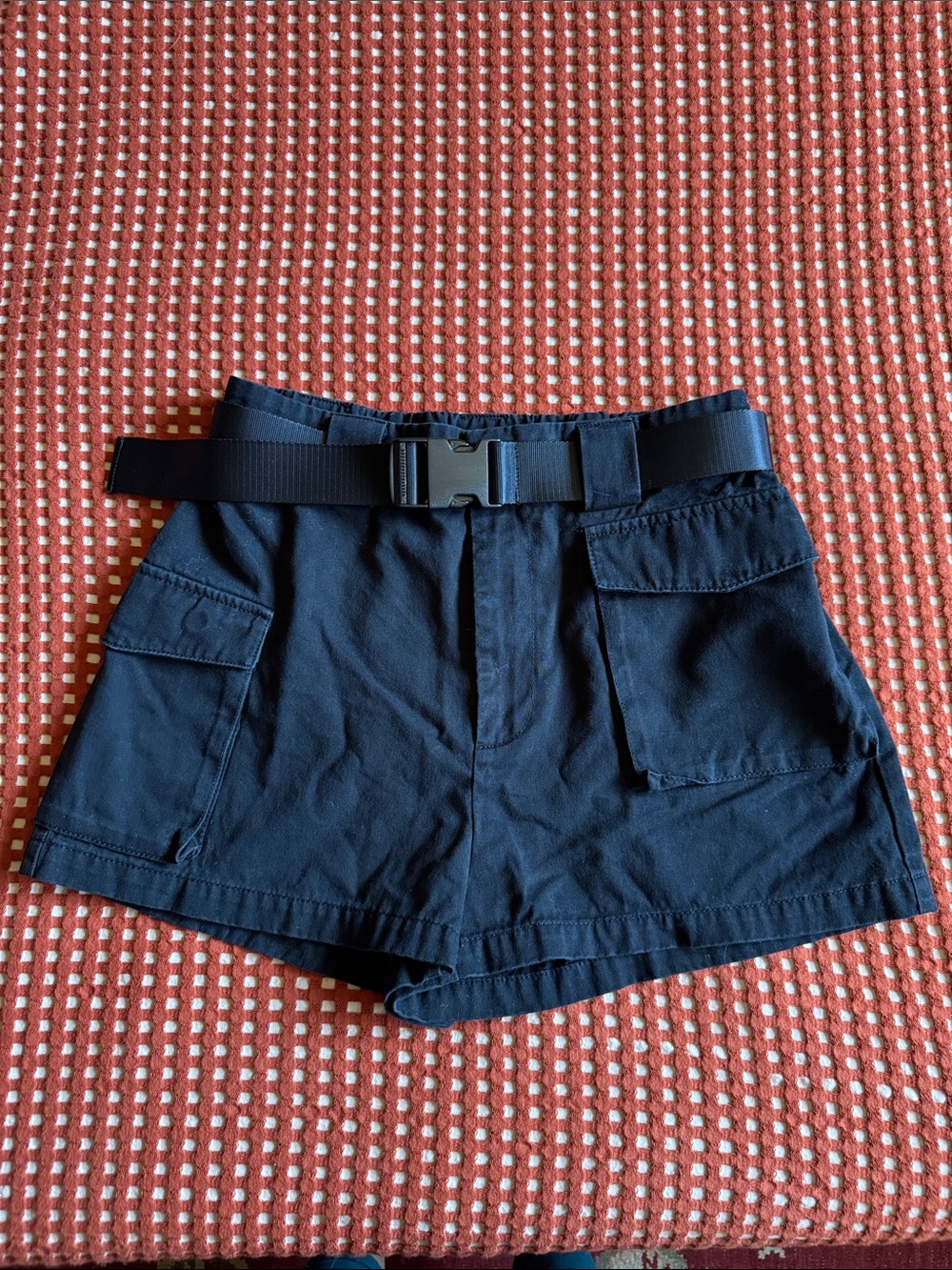TNA Black Cargo Shorts with Web Belt